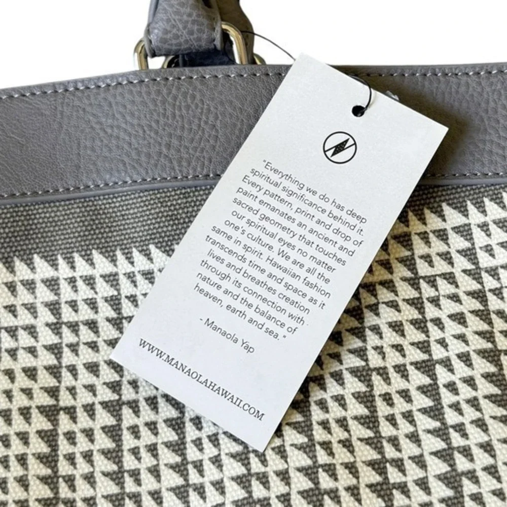 NWT Manaola Hawaii Tote Bag Handbag Gray Stone NIHO KŪ Geometric Print Large Bag - Picture 3 of 6